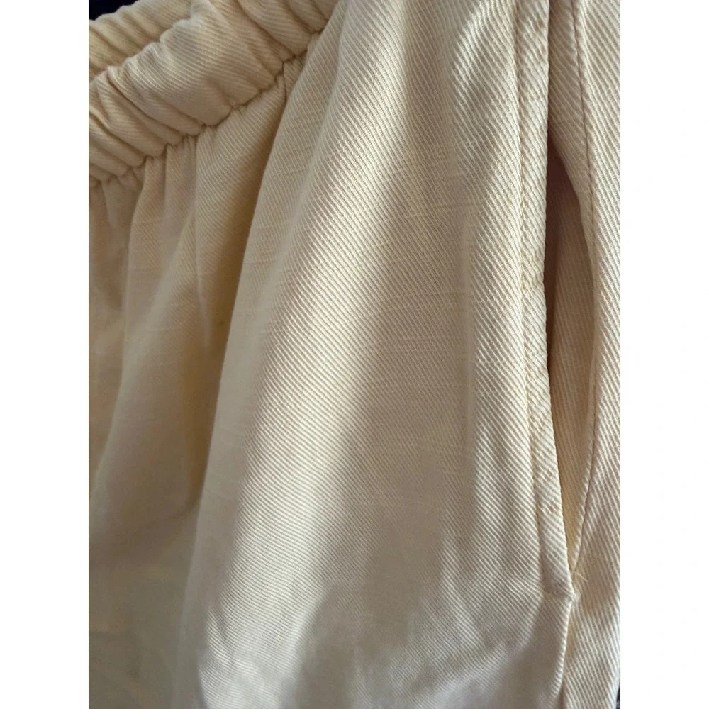 Zara Women XXL Yellow Linen Blend Elastic Waist Drawstring Relaxed Pants NWT